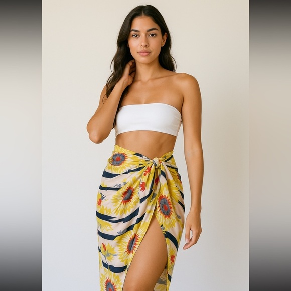 SARONG Floral Print 100% Polyester 58” X 36” - Picture 1 of 9